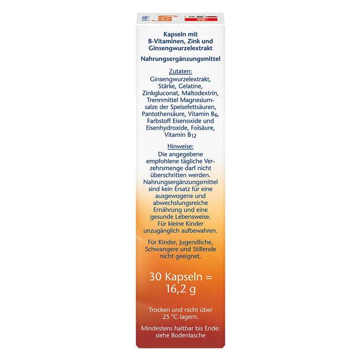Doppelherz Ginseng 250 + B-Vitamine + Zink Kapseln, 30 St