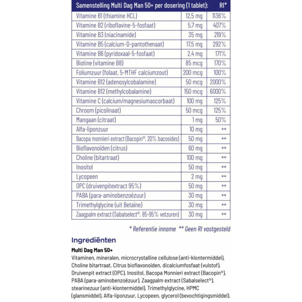 Vitakruid Multi Dag Man 50+30 tabletten