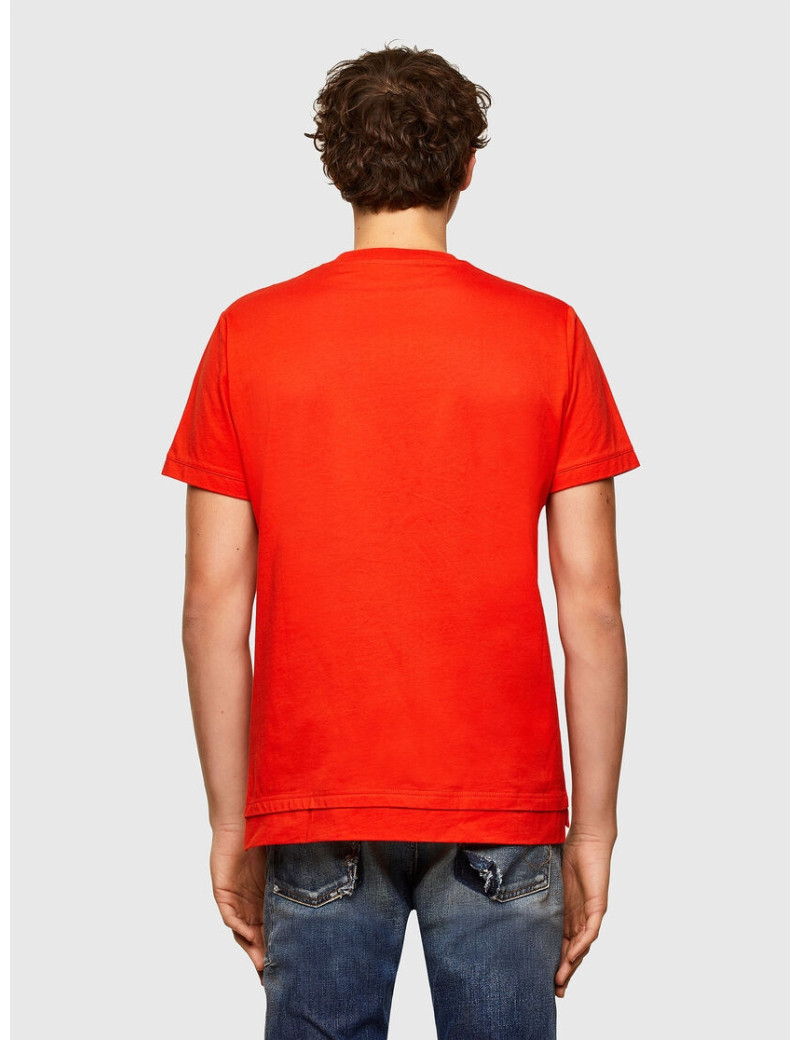 DIESEL T-SHIRT DOUBLE FINITION DIAMANTIK ORANGE