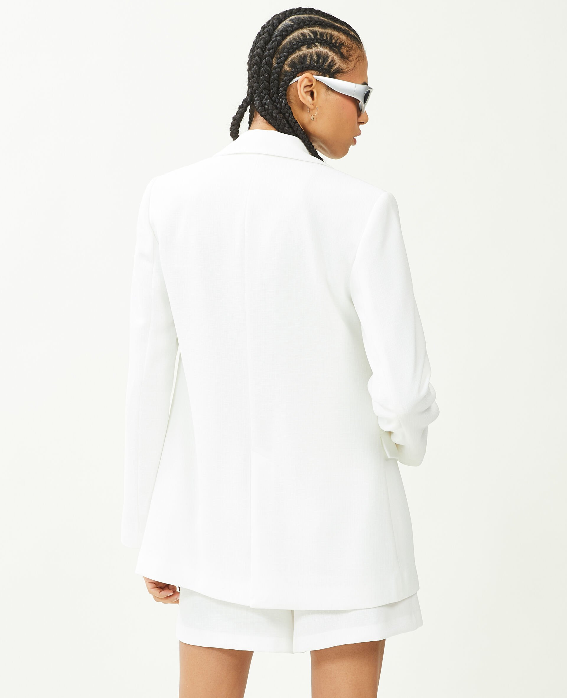 Veste blazer tissu tramé - Blanc