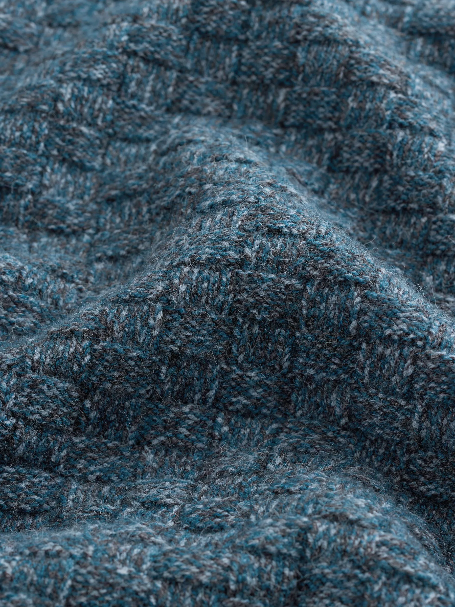 Blauw - Regular Fit Textured Crew Neck Knitted Jumper