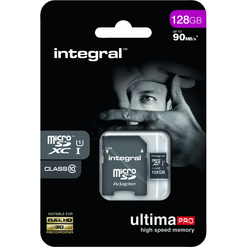 Carte mémoire micro SDHC avec adaptateur micro SD Integral UltimaPro 128 Go  - classe 10