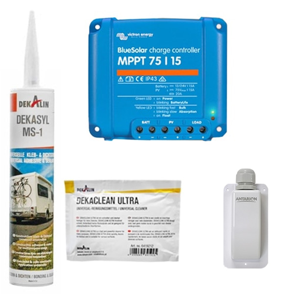 Kit pose panneau solaire + Régulateur MPPT VICTRON 15A 220W