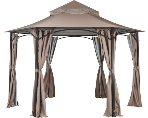 Gazebo Hexagon Joana Garden Place 3,3 x 3 m donkerbruin
