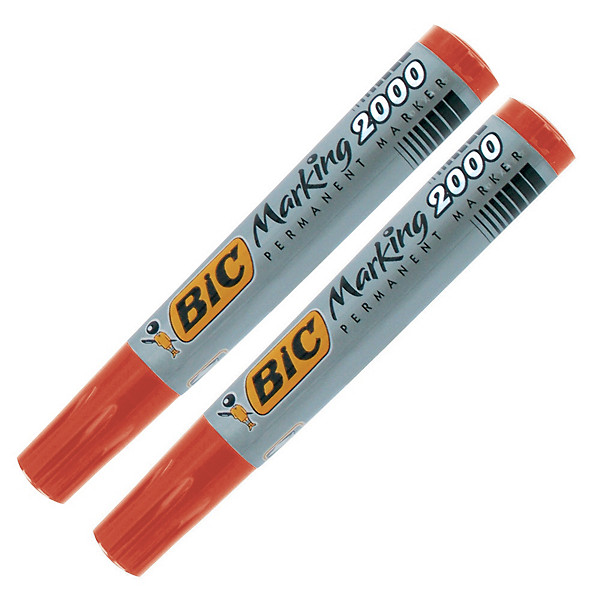 2 marqueurs permanents Bic 2000 Coloris rouge