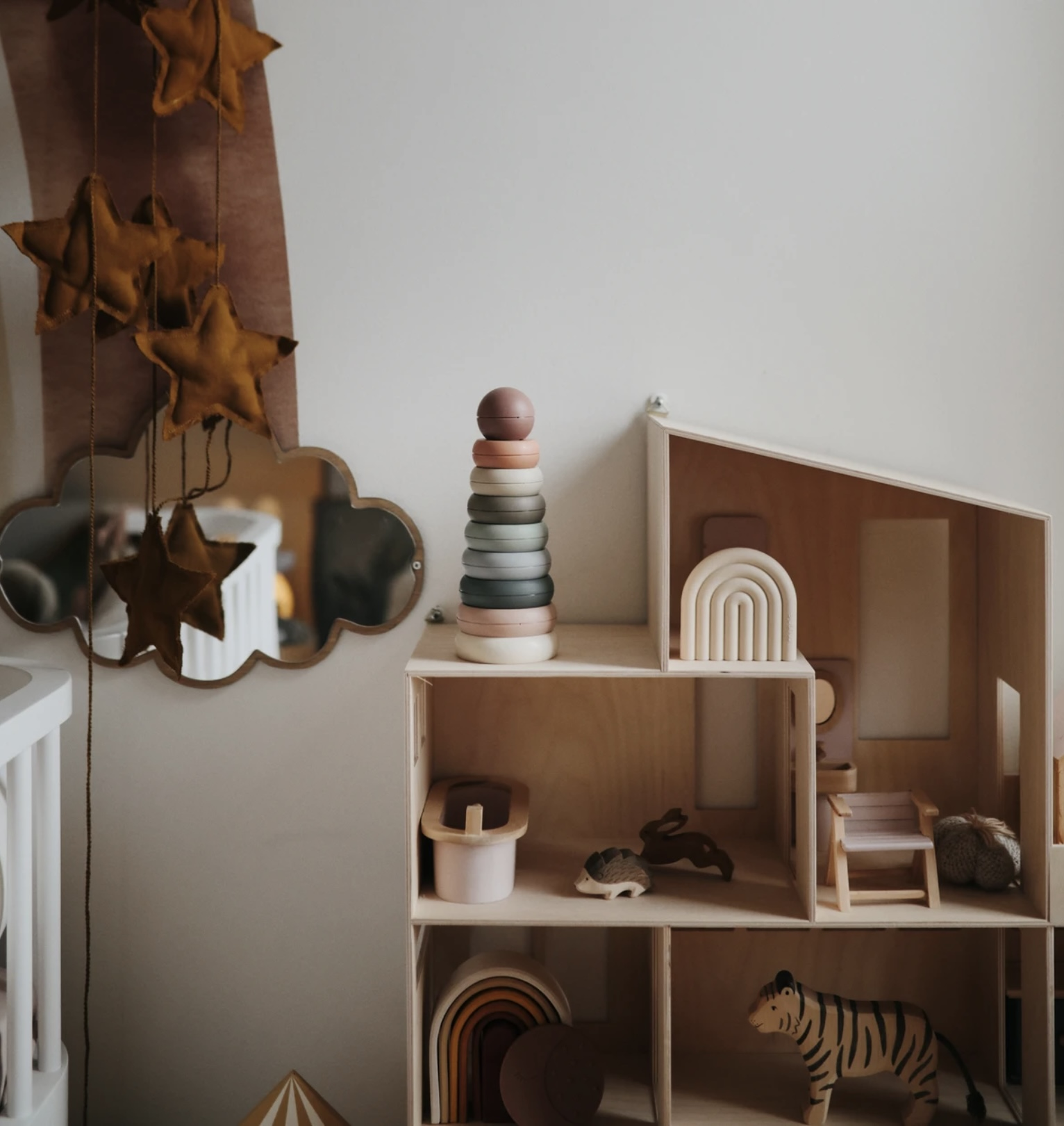 Mushie stapeltoren met ringen Rustic