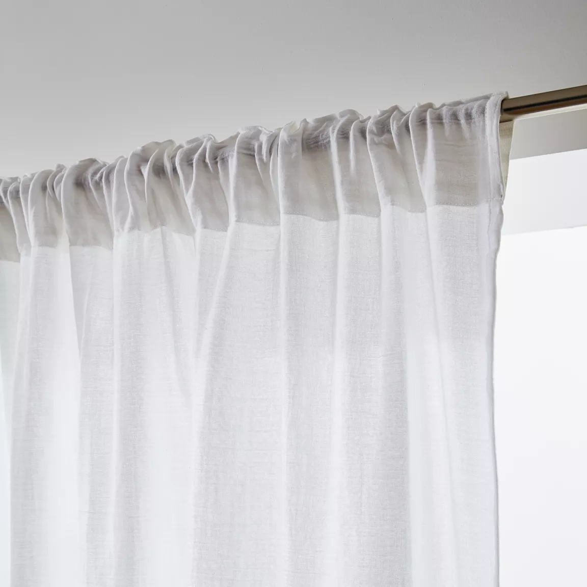 Rideau gaze de coton galon fronceur (140 x 240 cm) Gaïa Blanc chantilly
