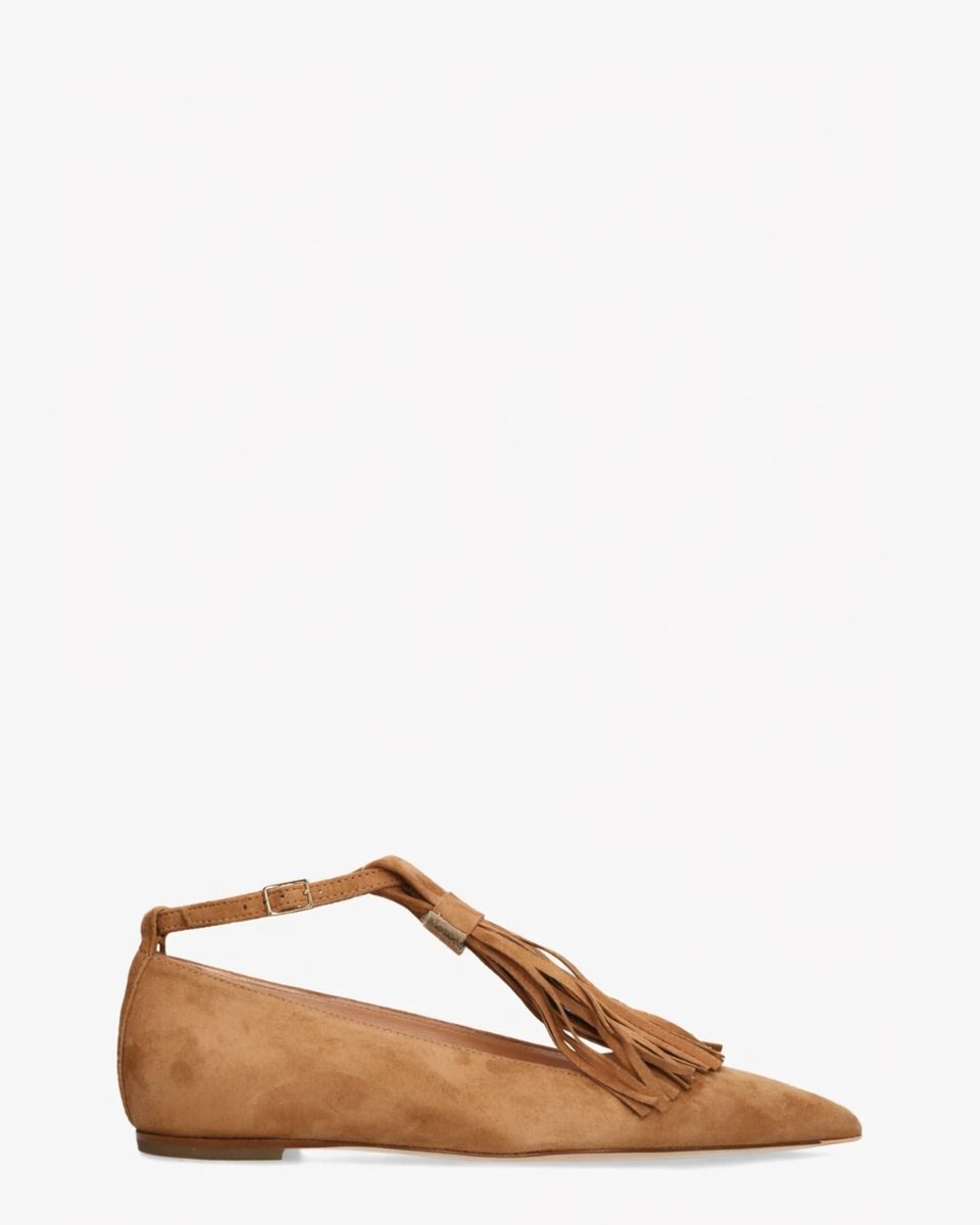 AGL Fergy Big Tassel Cognac Damesballerina's
