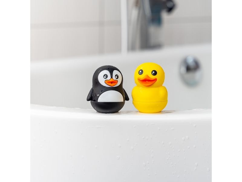 reer Badespielzeug-Set MyHappyBath Ente und Pinguin Lustiger und multifunktionaler Badebegleiter