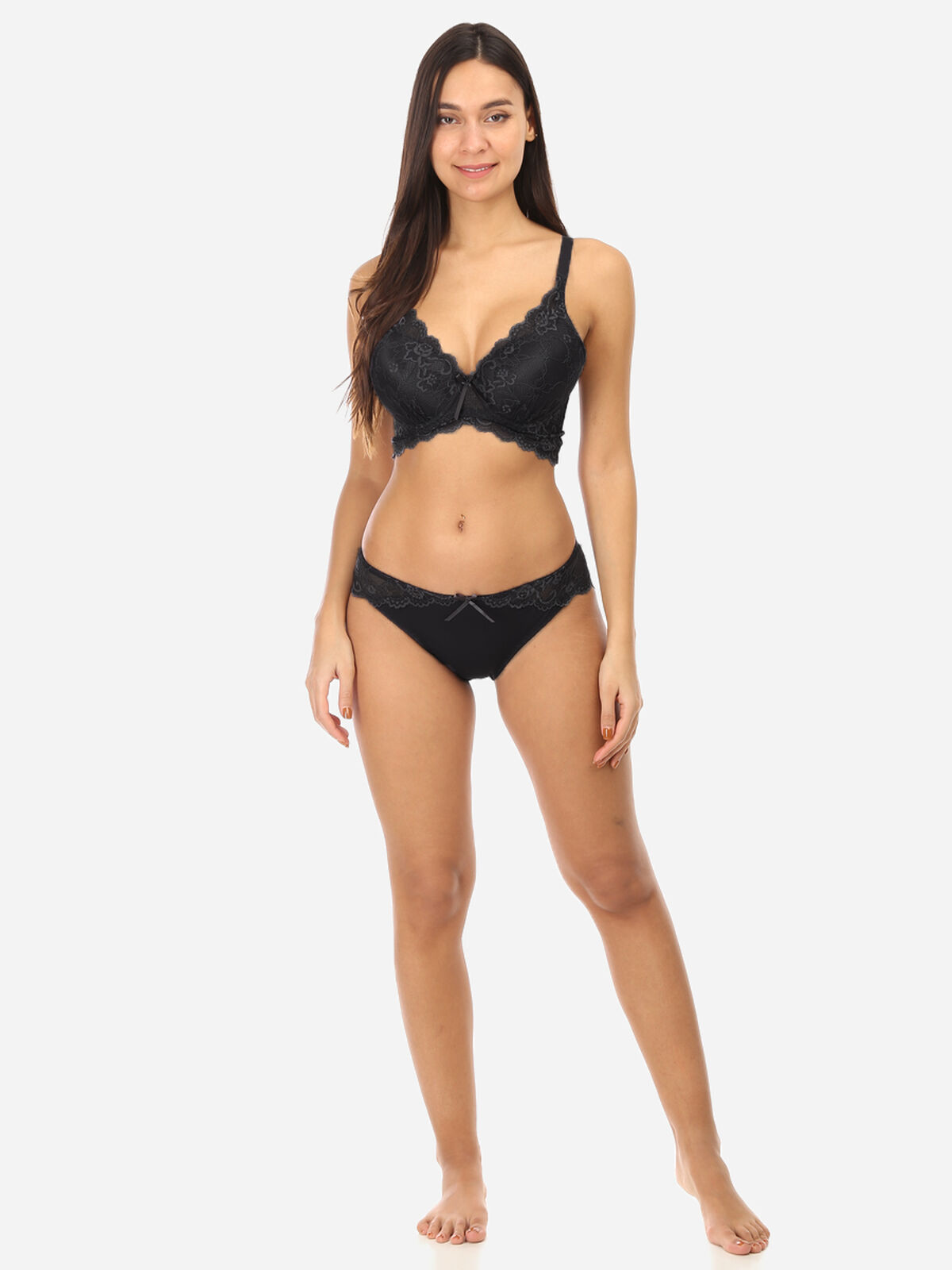 Ensemble lingerie soutien-gorge et culotte dentelle- Noir