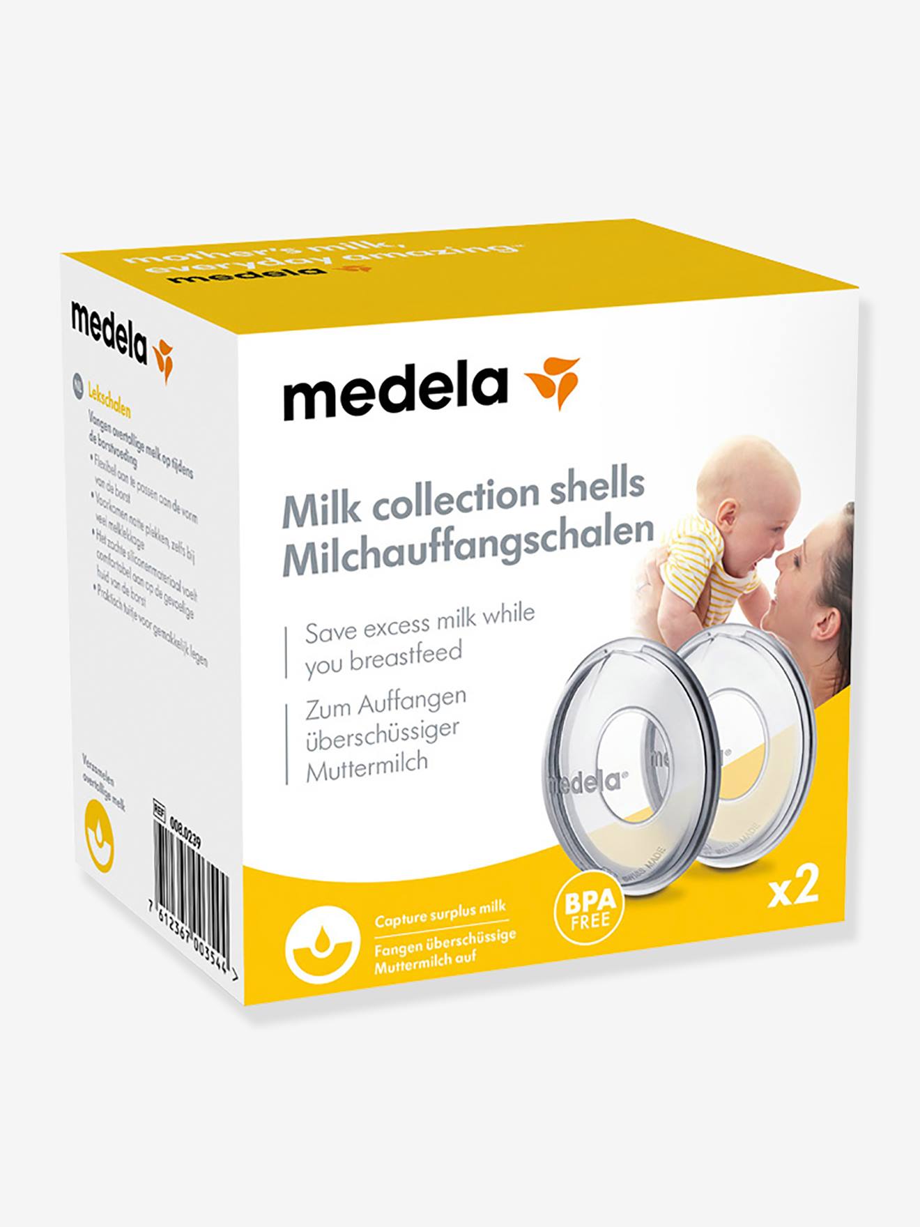 Lote com 2 copos transparentes para coleta de leite da MEDELA