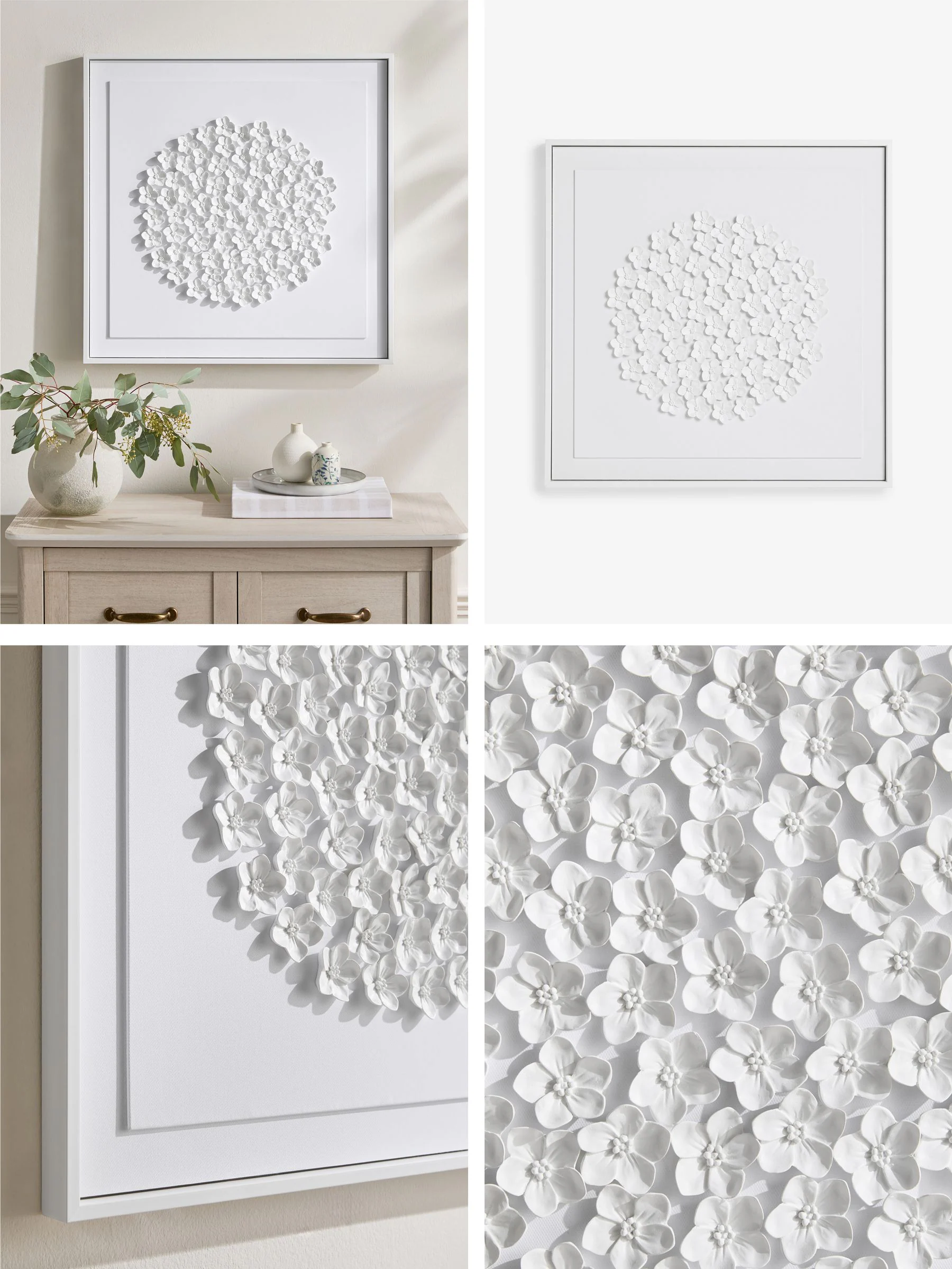 3D ingelijste wanddecoratie met acryl bloemen