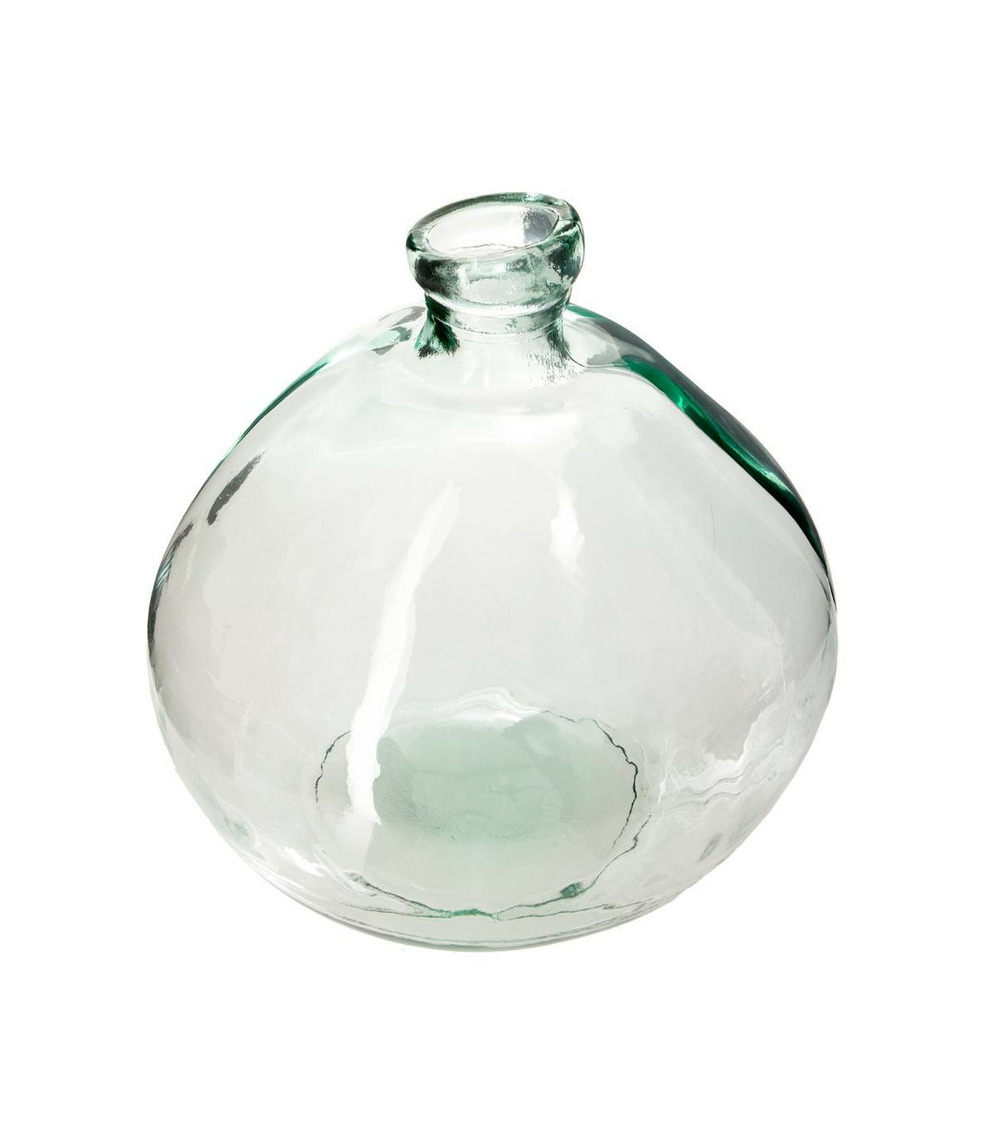 Vase rond en verre recyclé transparent h 23 cm