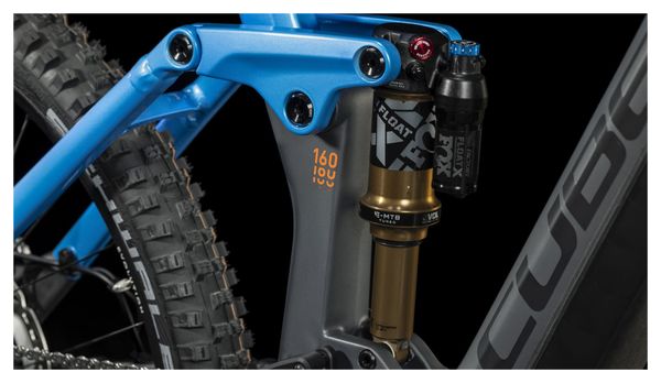 VTT Électrique Tout-Suspendu Cube Stereo Hybrid 160 HPC Actionteam 750 27.5 Shimano XT 12V 750 Wh 27.5'' Bleu Gris Actionteam