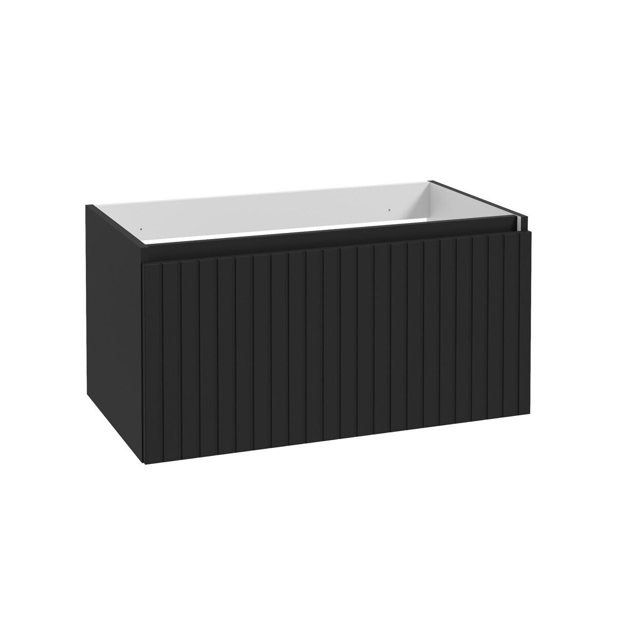 Fontana Terrazzo ribbelfront badmeubel 160cm mat zwart met ronde waskommen en toppaneel