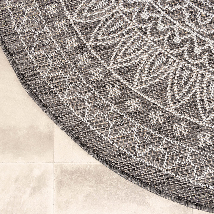 Rond buitenkleed - Summer Azteca Grijs