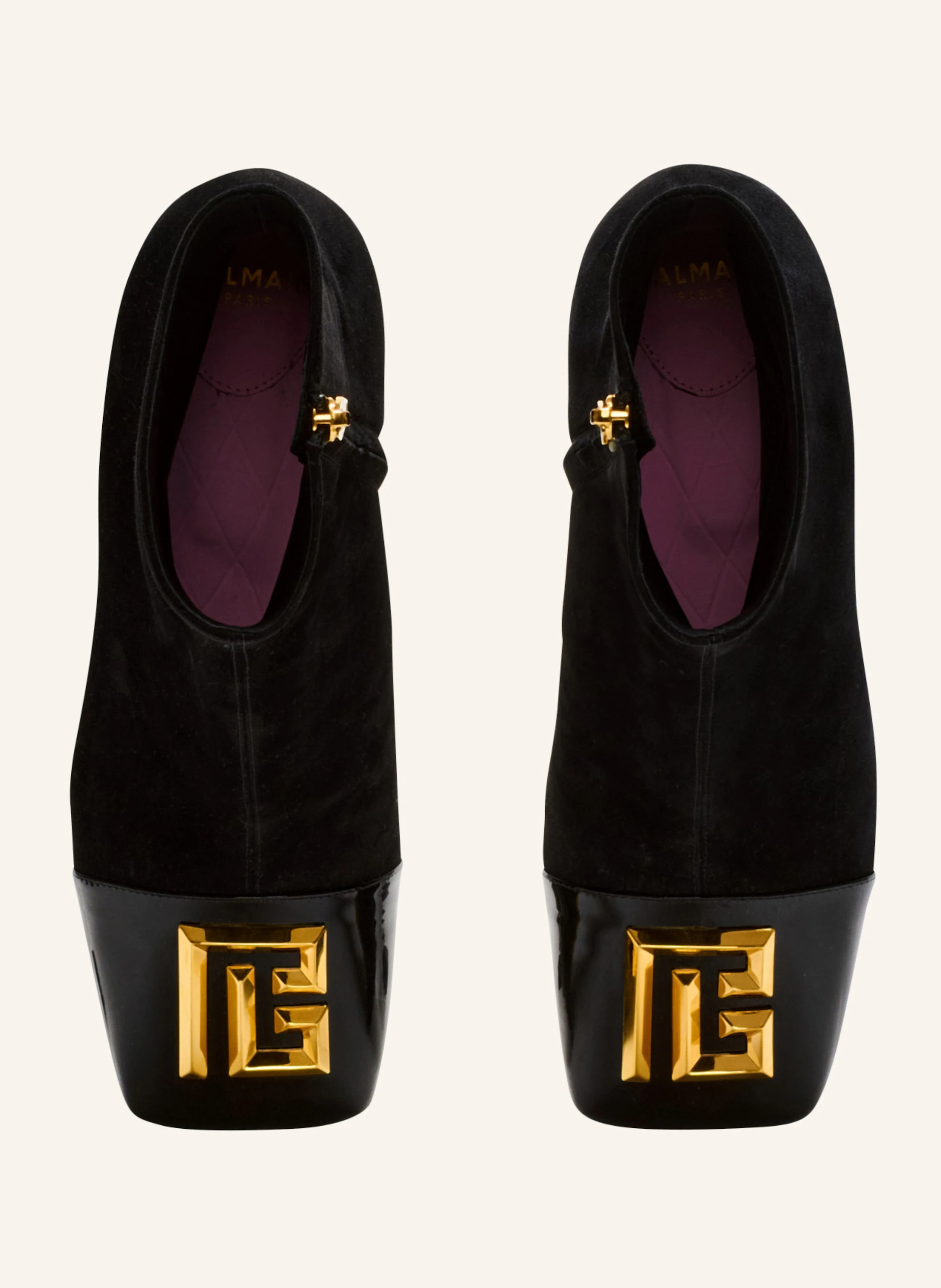 BALMAIN Stiefeletten Edna aus Wildleder mit Zehenpartie aus Lack