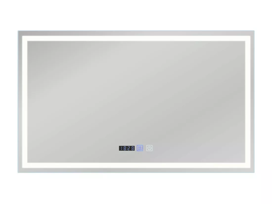 NETTLIFE Miroir lumineux salle de bain - 100x60 cm LED, IP44, interrupteur tactile, horloge désembuage, réglable