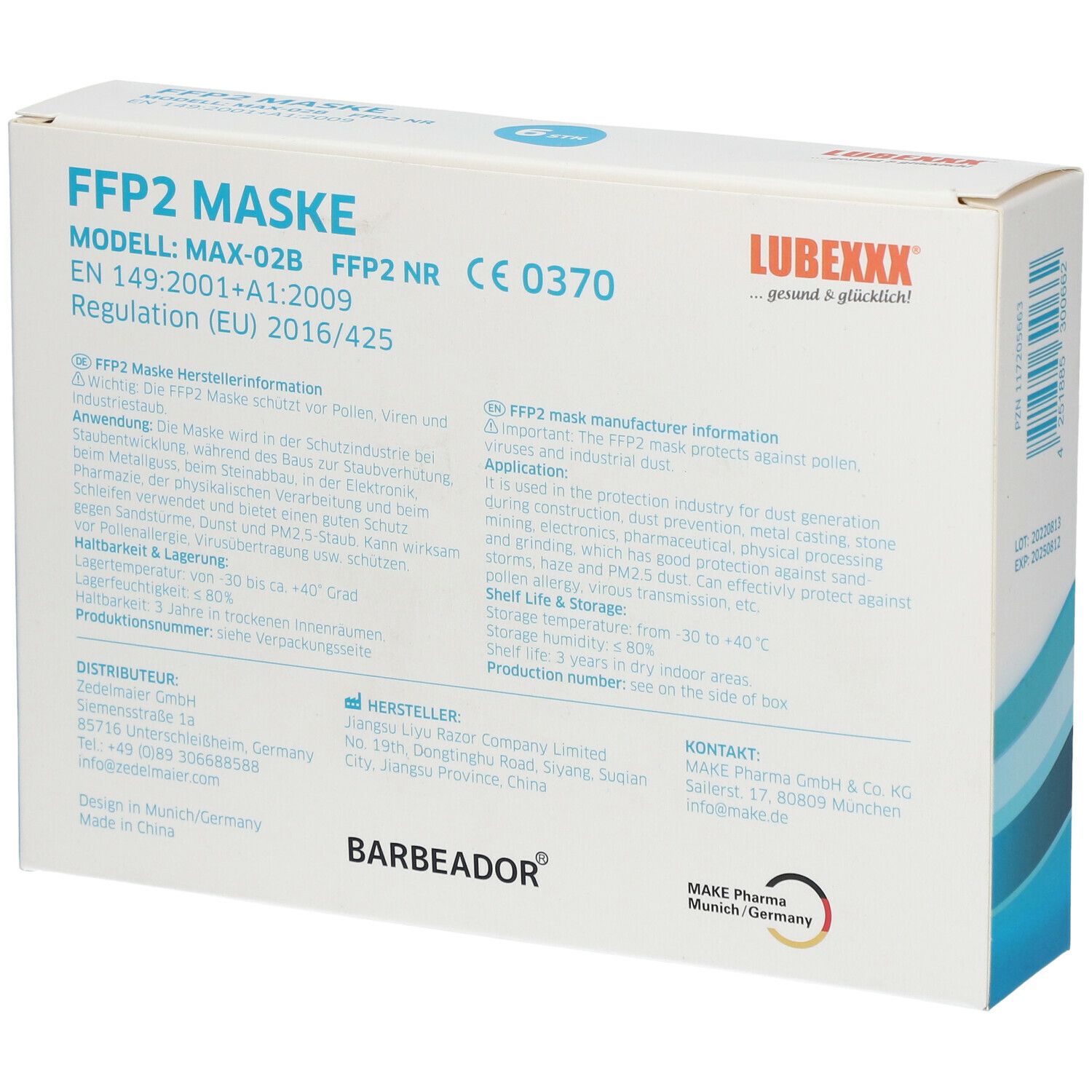 FFP2 Maske Einweg 6 Stück