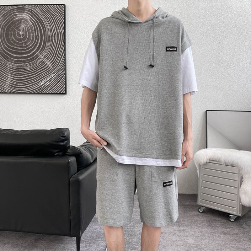 Whyessa - Mock Two Piece Hoodie met korte mouwen + Sweatshorts