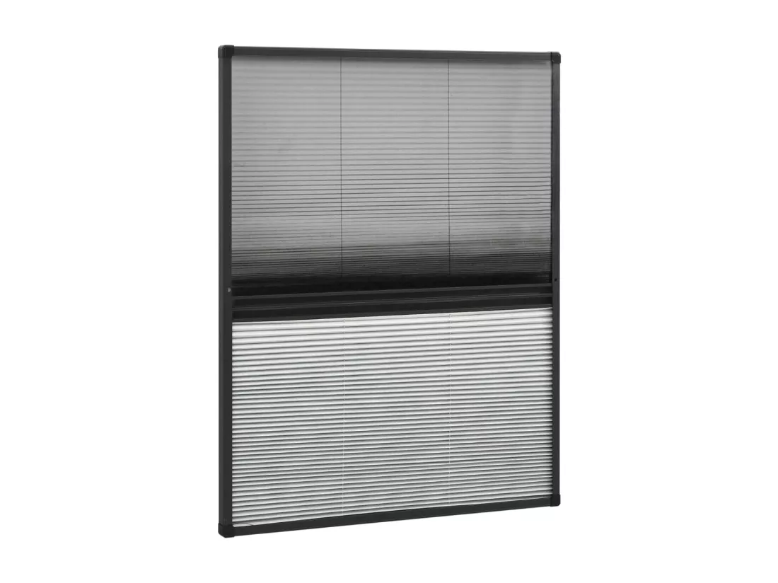 Moustiquaire plissée pour fenêtre Aluminium 80x100 cm et auvent