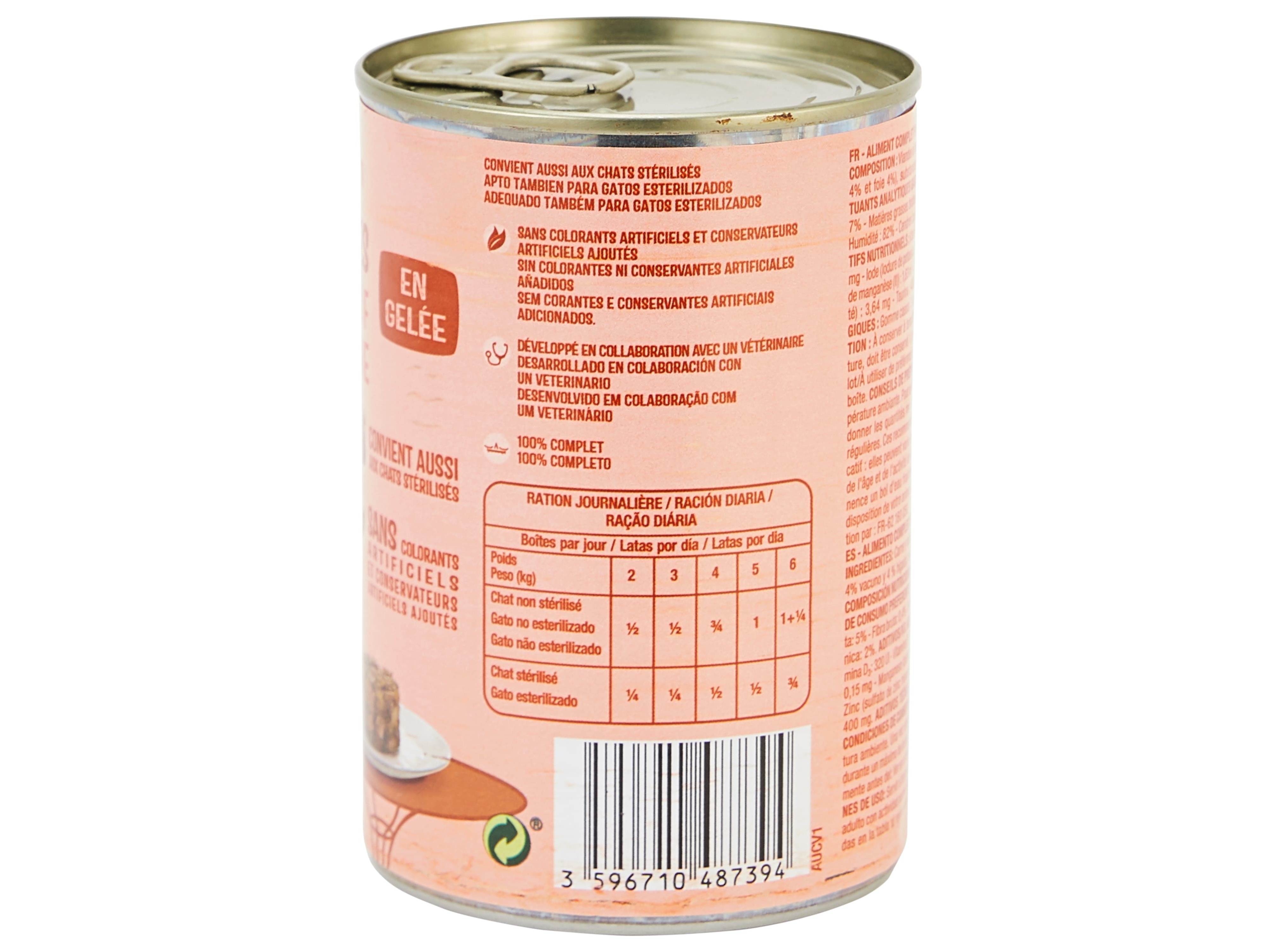 COMIDA HÚMIDA PARA GATO AUCHAN PEDAÇOS EM GELEIA COM VACA E COM FÍGADO 400G