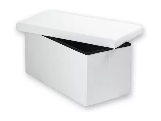 Banc de rangement pliable aspect cuir - 76 x 37,5 x 37,5 cm