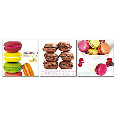 Triptyque toiles sur châssis Macaron 3 x 30 x 30 cm