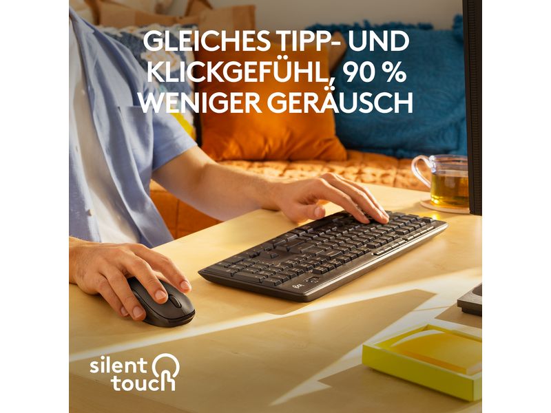Logitech Tastatur-Maus-Set MK295 Graphite CH-Layout Kabelloses Tastatur-Maus-Set