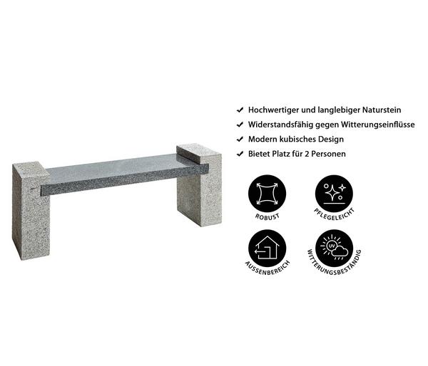 Dehner Granit-Gartenbank, ca. B120/H45/T30 cm,