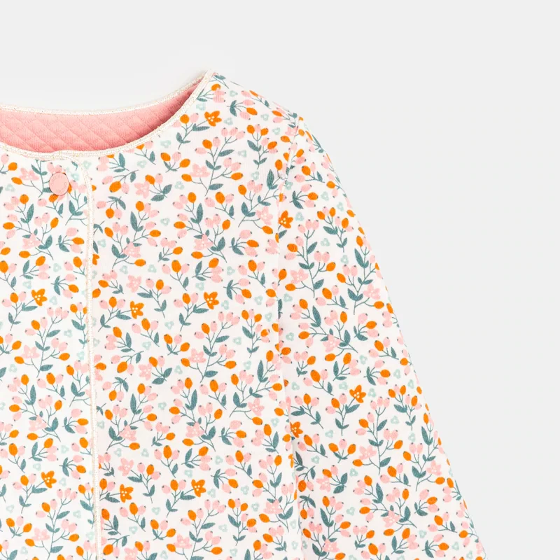 Gilet fleuri réversible rose bébé fille Rose