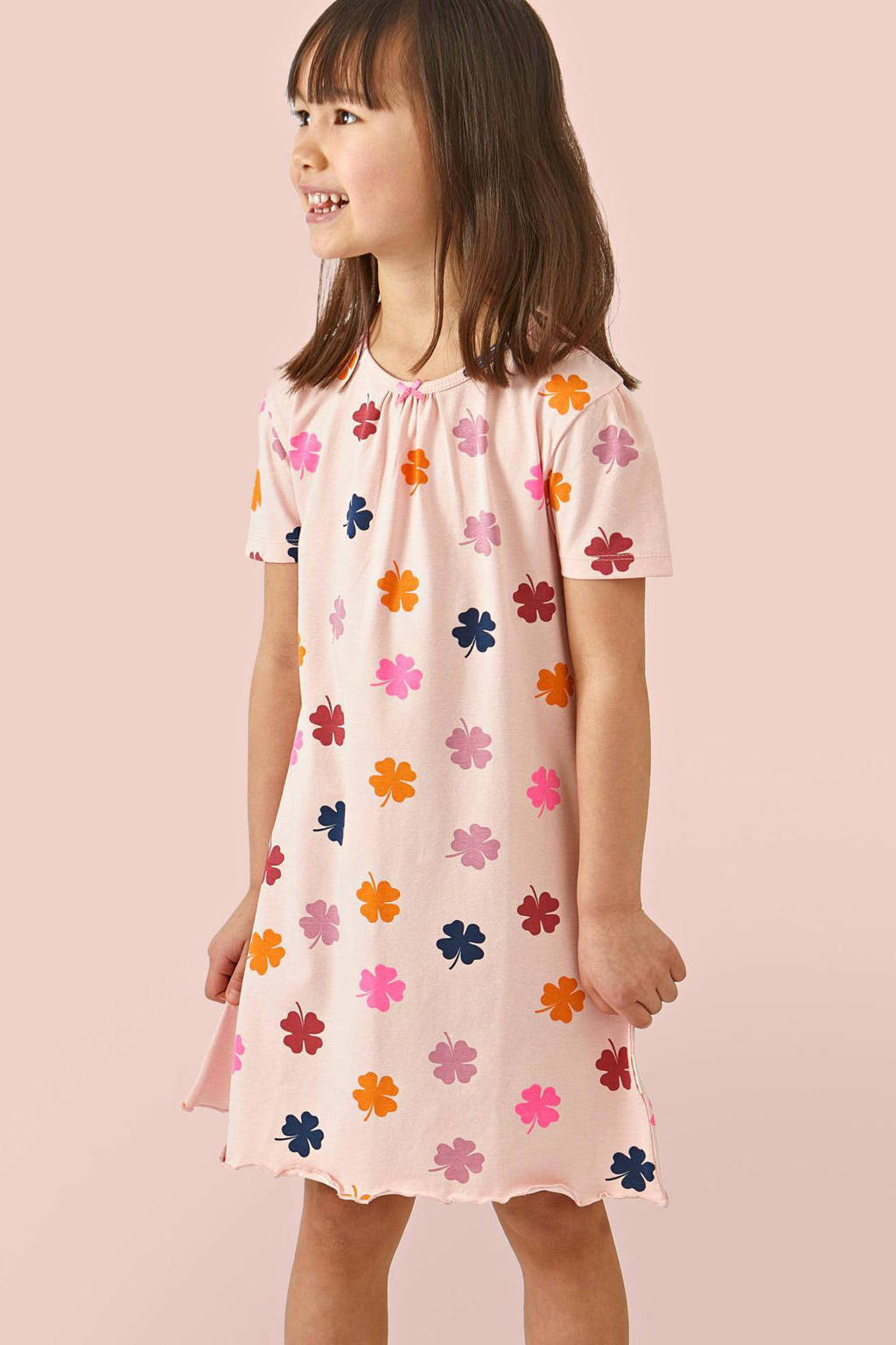 Little Label gebloemde nachthemd van katoen roze/blauw