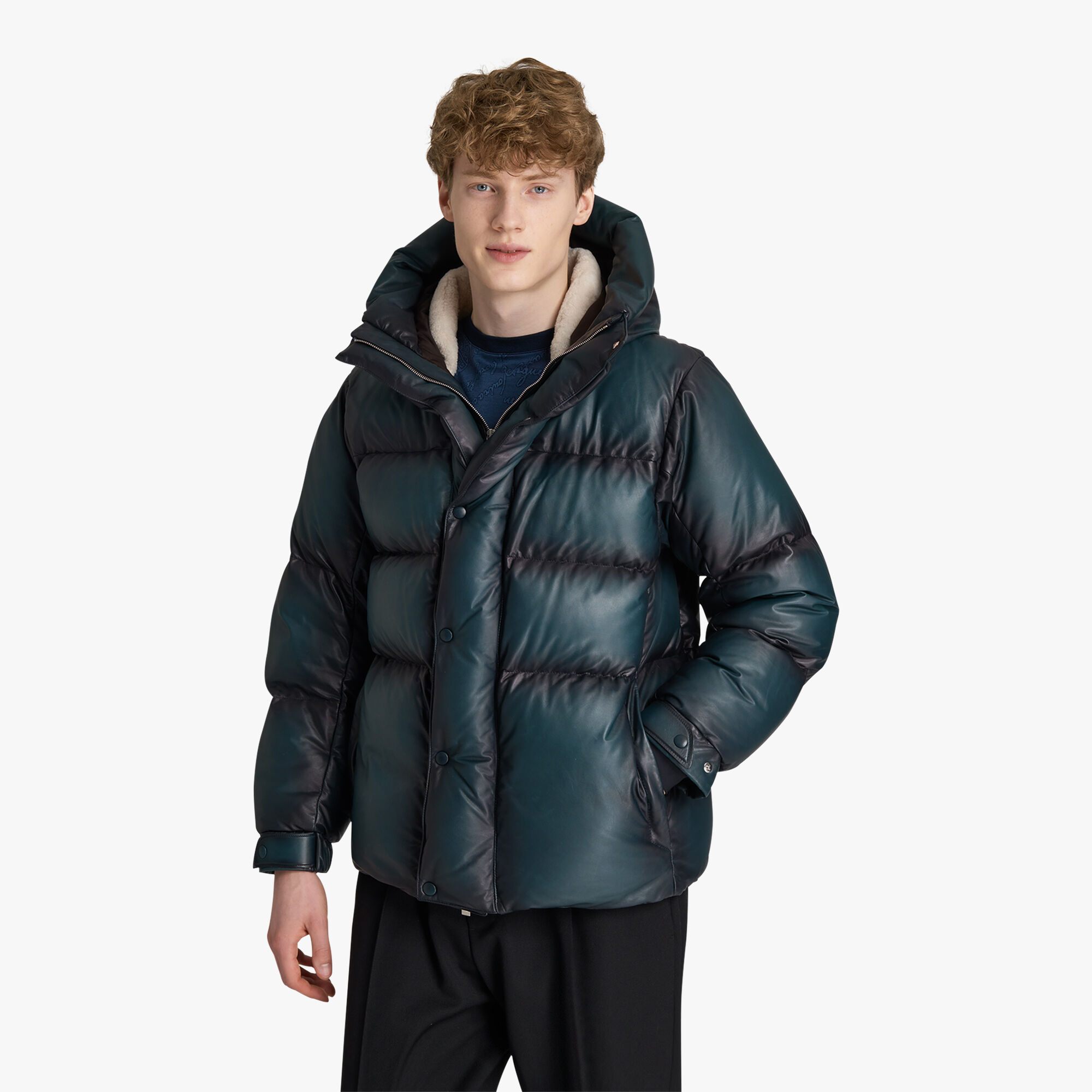 Doudoune En Cuir Patine