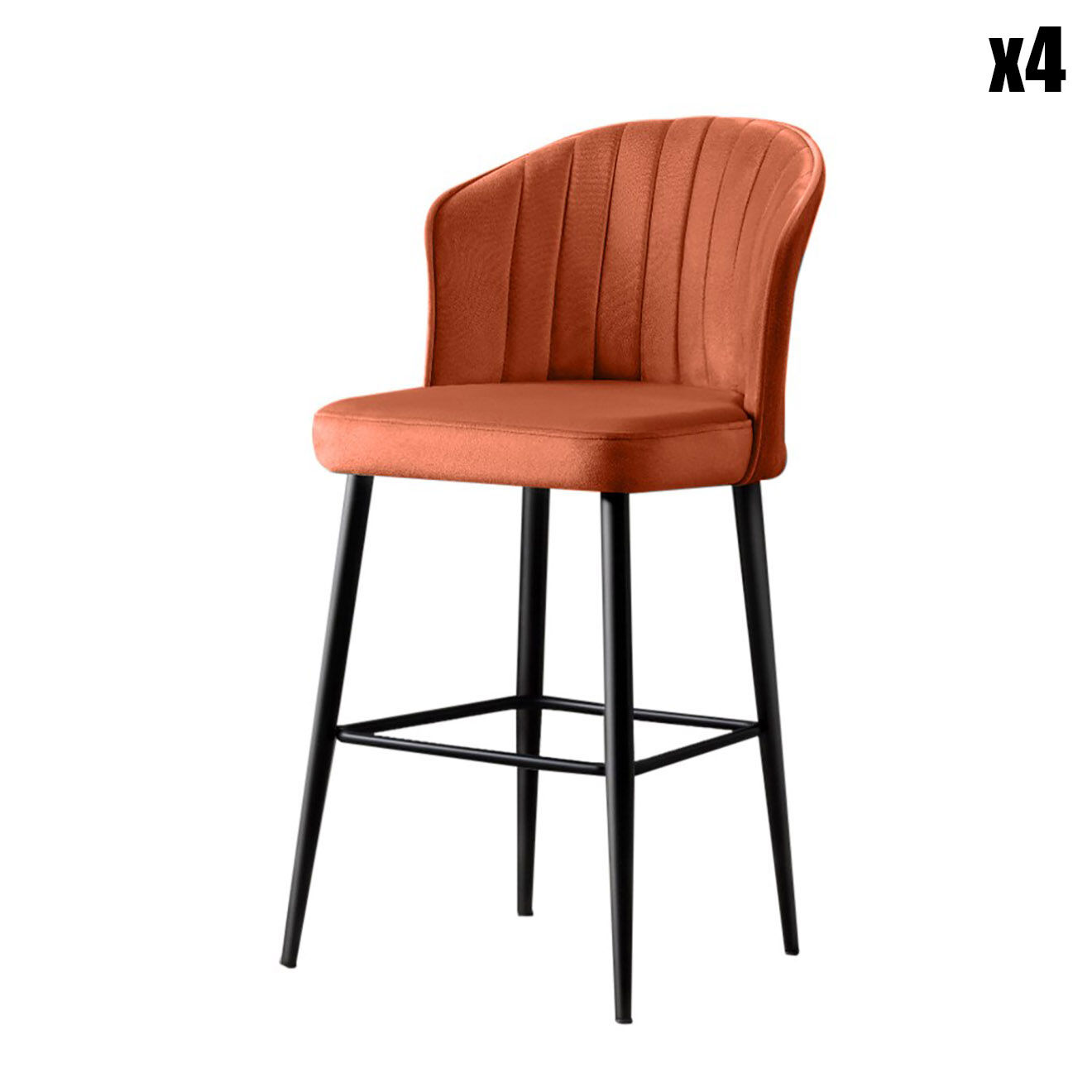 Wooden Art 4 Tabourets de bar Rubi rouges - 52x97x42 cm