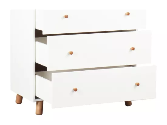 Commode enfant bois massif blanc et bois GABBY