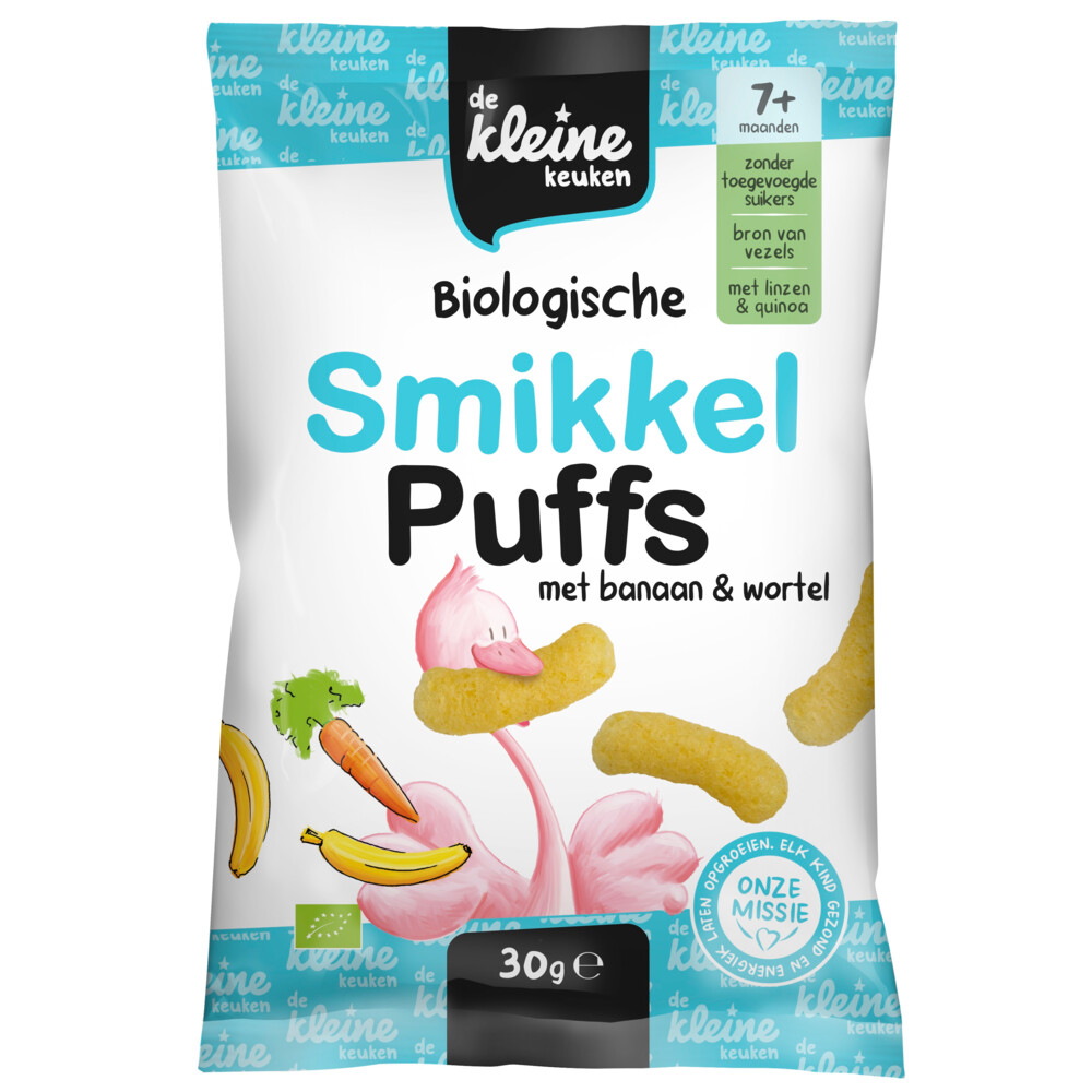 de Kleine Keuken Bio Smikkel Puffs Banaan & Wortel30 gr
