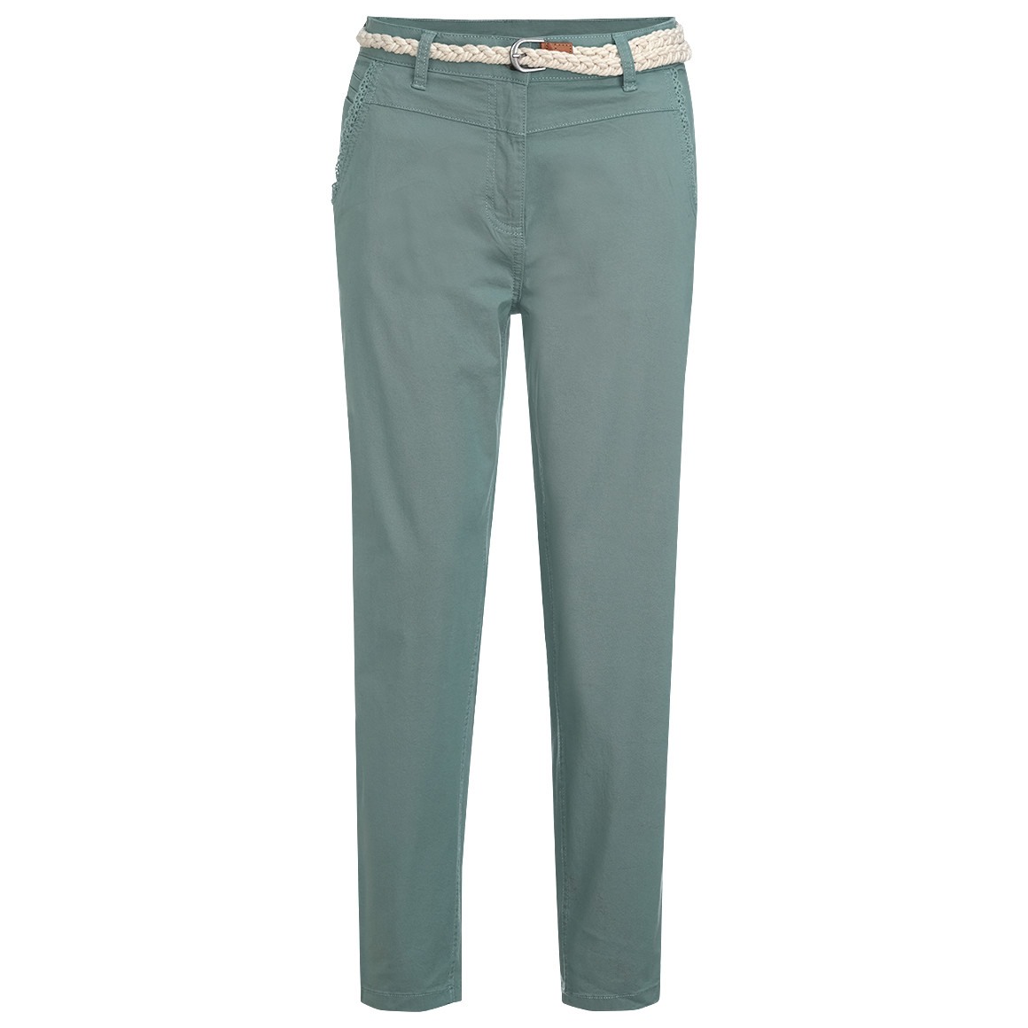Gina Damen Hose mit Zopf-Gürtel salbei