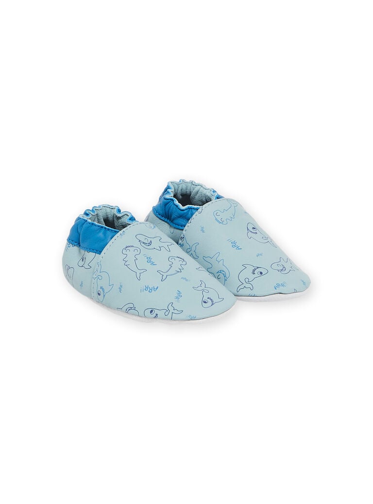 Chaussons azur en cuir