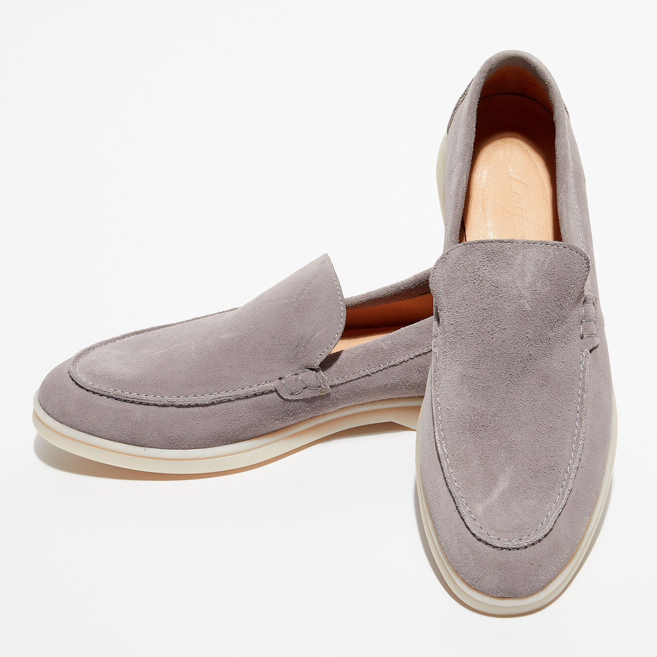 Loafers Mocassins en Velours de Cuir Léo gris