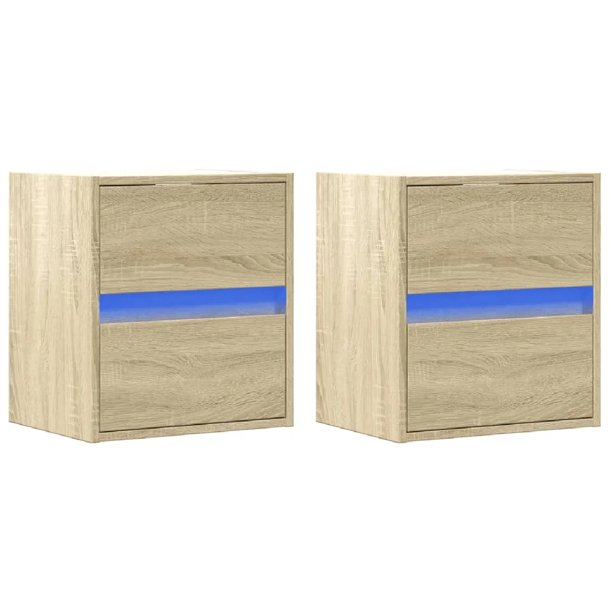 vidaXL Tables de chevet murales avec lumières LED - Chêne sonoma