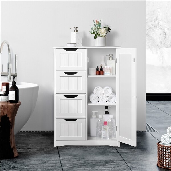 Yaheetech Hängeschrank Wandschrank Badschrank Küchenschrank Regal Aufbewahrung mit Tür und Einlegeboden,Weiß