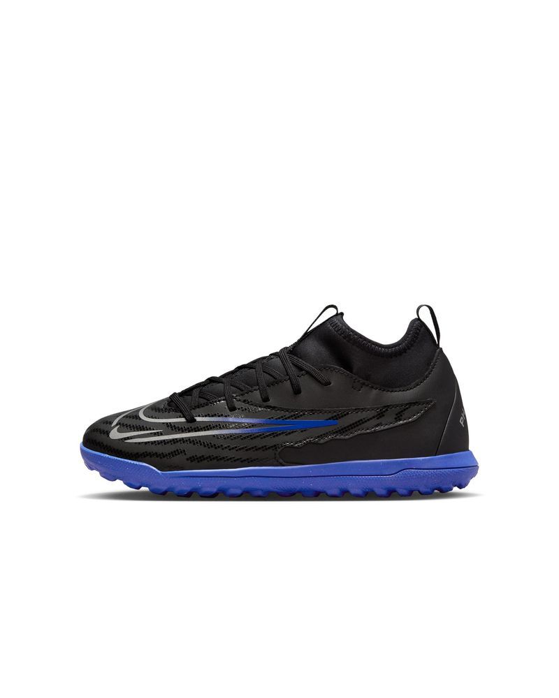 Chaussures de football Nike Phantom GX Club TF Noir & Bleu pour enfant