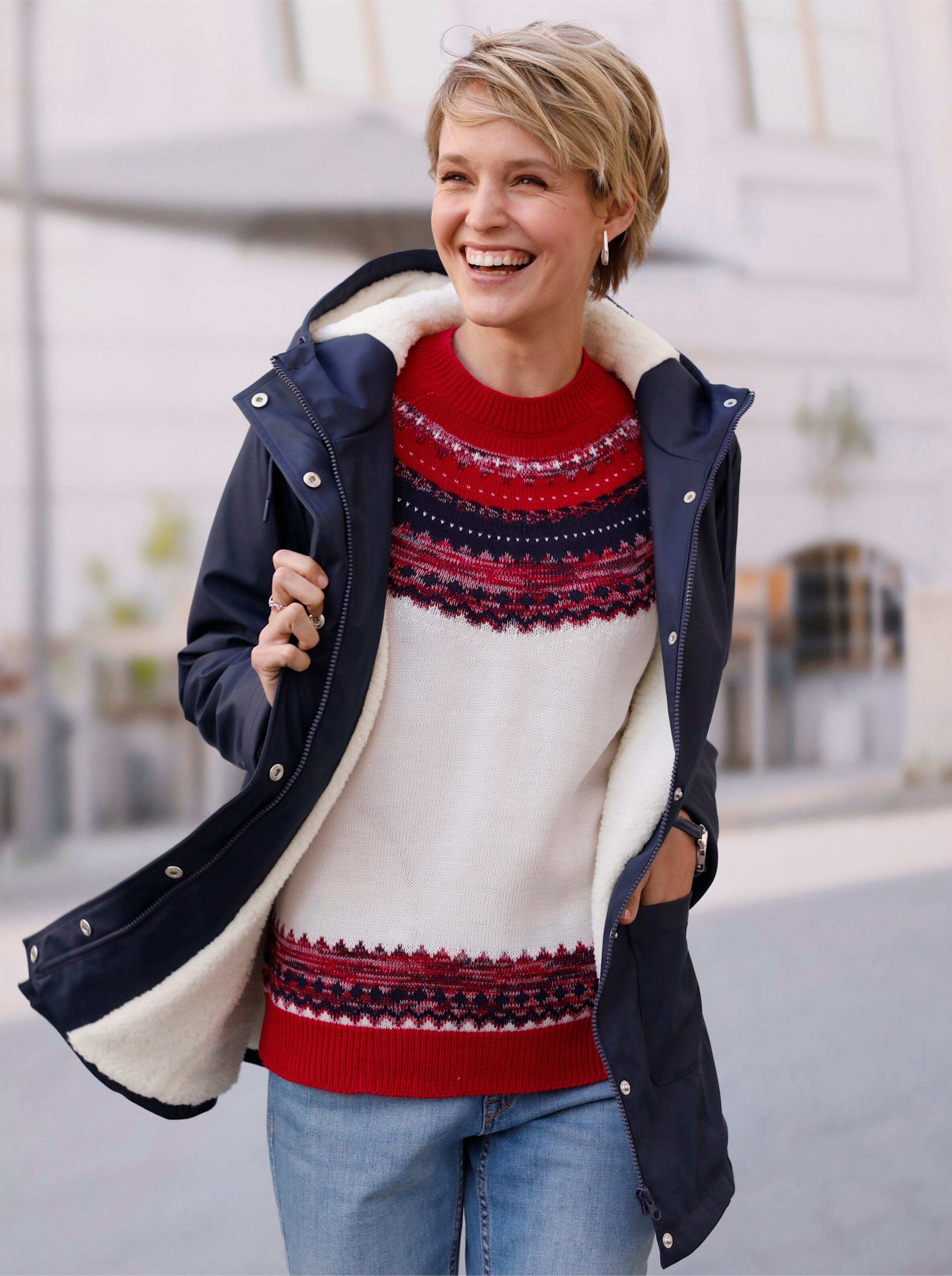 Regenjacke mit Teddyfleece-Futter