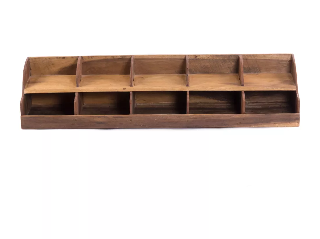 ORGANISATEUR Stockage 100 Bois massif en acajou, 10 compartiments couleurs naturelles