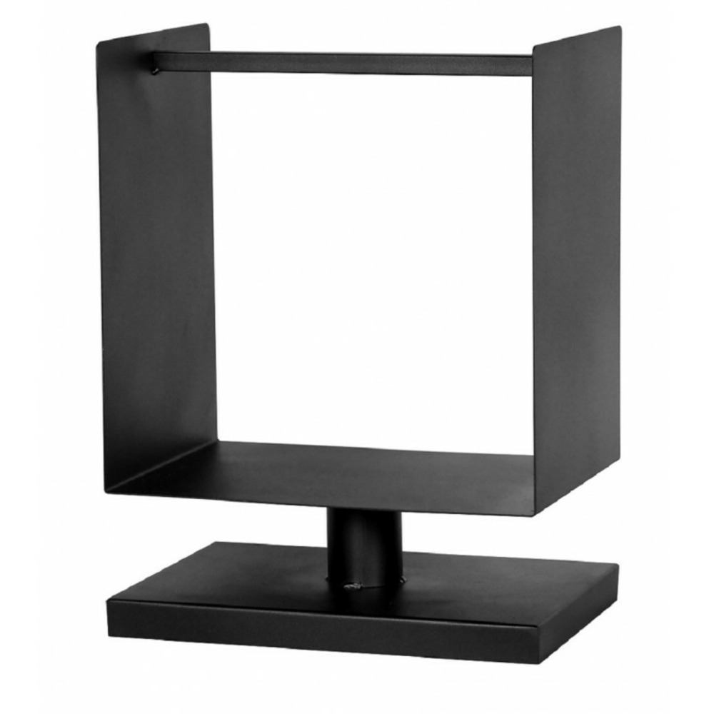 Range bûches sur pied carrée en acier noir 45x30x60 cm