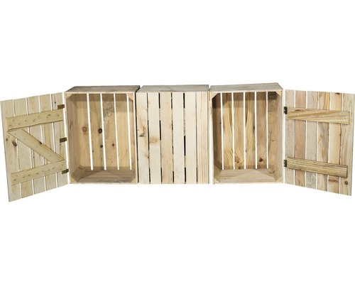 Vintage houten kist, natuurlijke afwerking, klein, 50x40x30 cm, set van 3