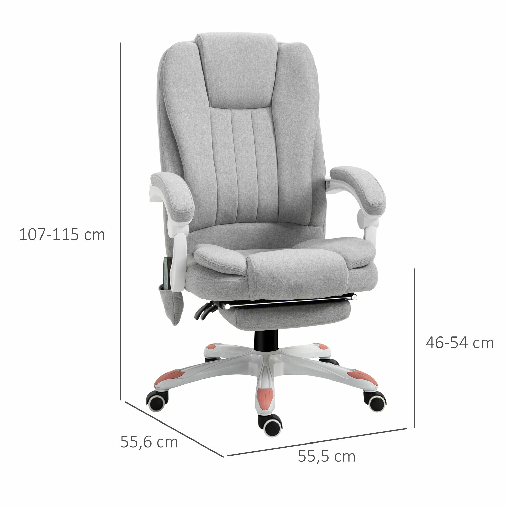 Vinsetto Bürostuhl mit Massagefunktion grau 66 x 63 x 107-115 cm (BxTxH)