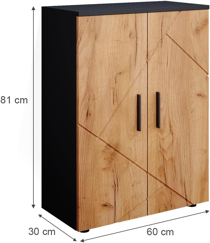 Vicco Midischrank Anthrazit/Goldkraft Eiche Irma 60x81x30 cm - Badezimmermöbel, Zwei Türen bieten verdeckten Stauraum für Pflegeprodukte & Handtücher