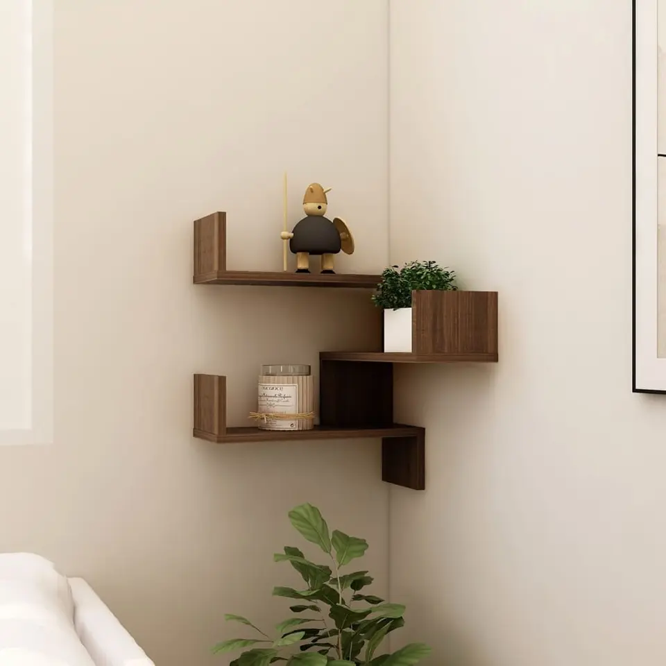 vidaXL - Wandhoekschap - Bruin - Bewerkt hout
