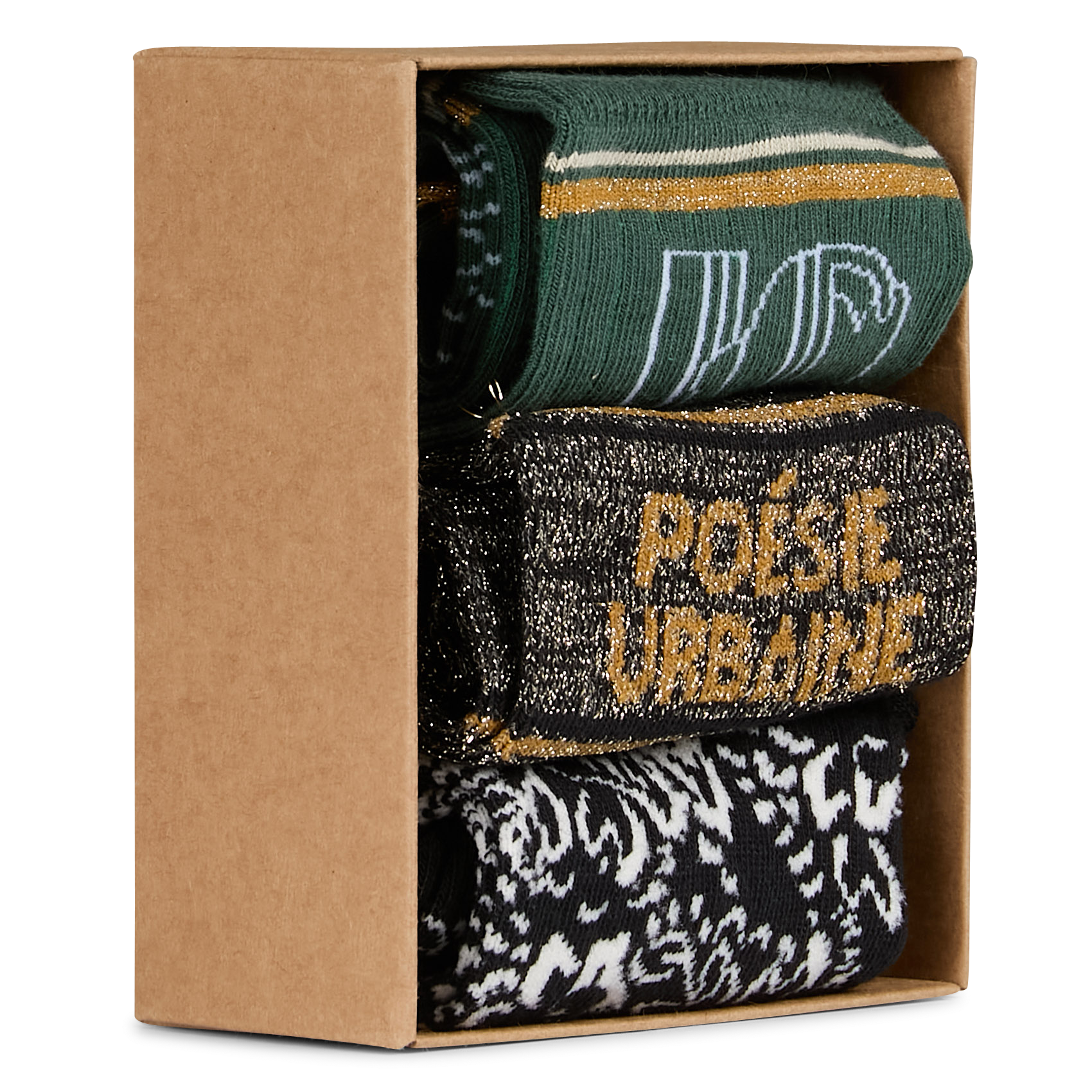 Lot de trois paires de chaussettes en coton mélangé | Vert
